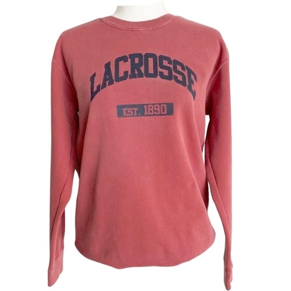Cute LACROSSE distressed light red sweatshirt by “Comfort Colors” - Picture 1 of 4